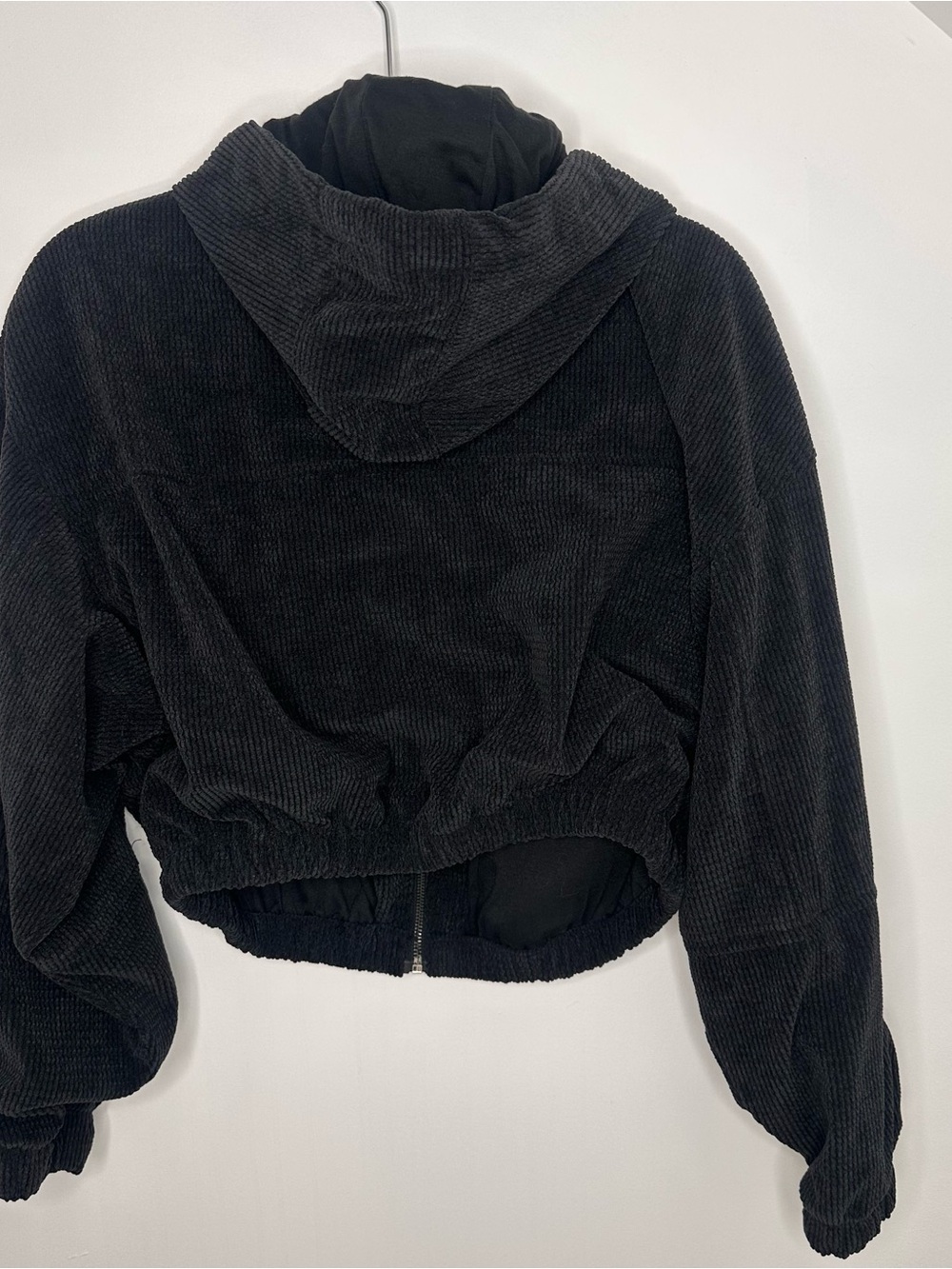 Ashley Black Cropped Corduroy Bomber Jacket Size L - Picture 2 of 12